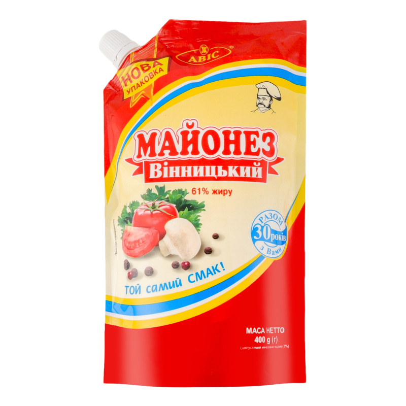 Майонез 61% Вінницький Авіс д/п 400г Авіс(14820004526121
