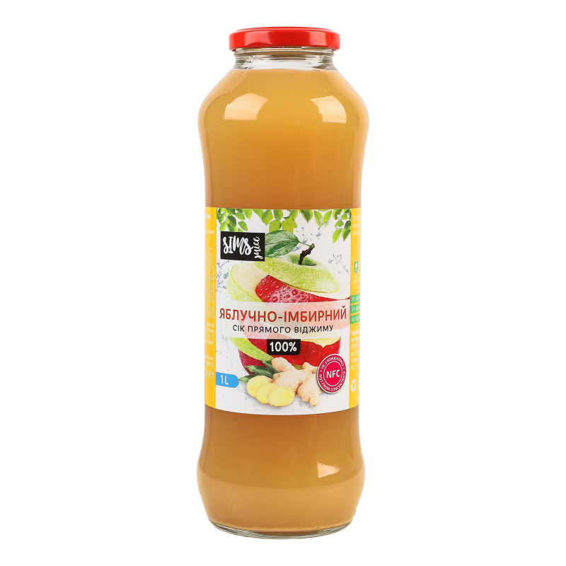 Сік неосвітлений пастеризований яблучно-імбирний Sims Juice с/пл