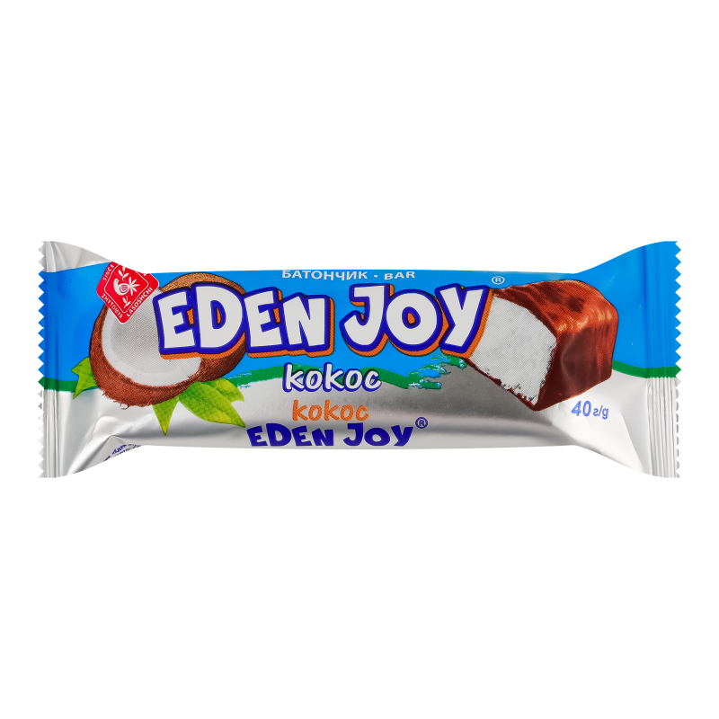 Батончик вкритий молочно-шоколадною глазур'ю Кокос Eden joy