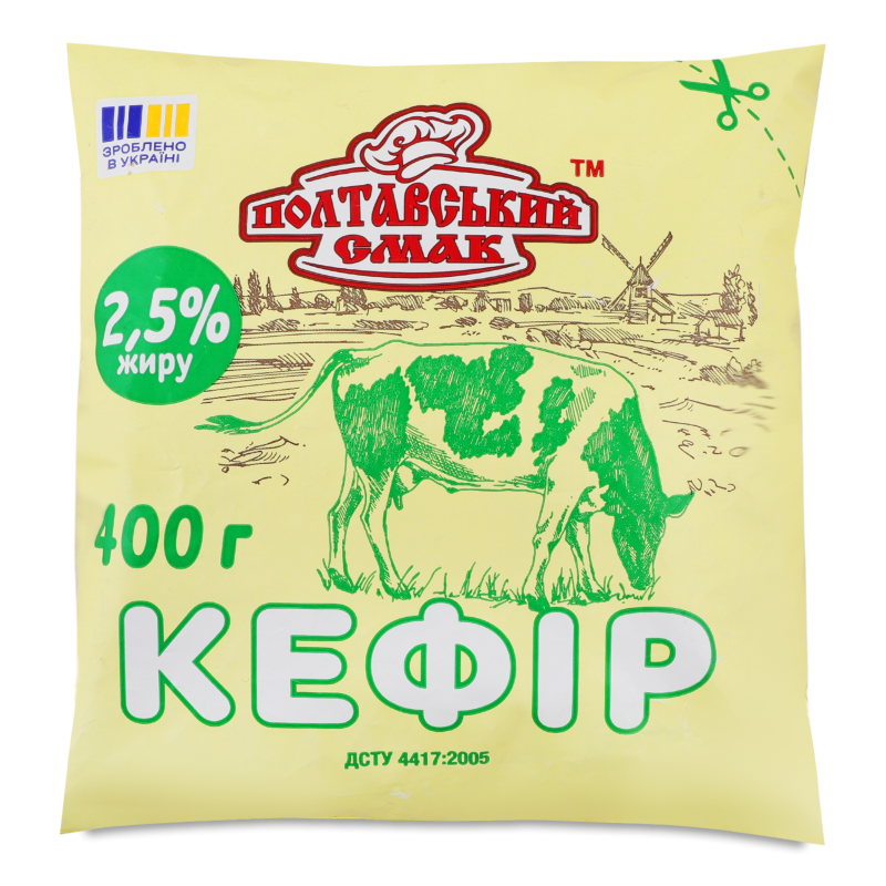 Кефір 2,5% 400г п/е Полтавський смак