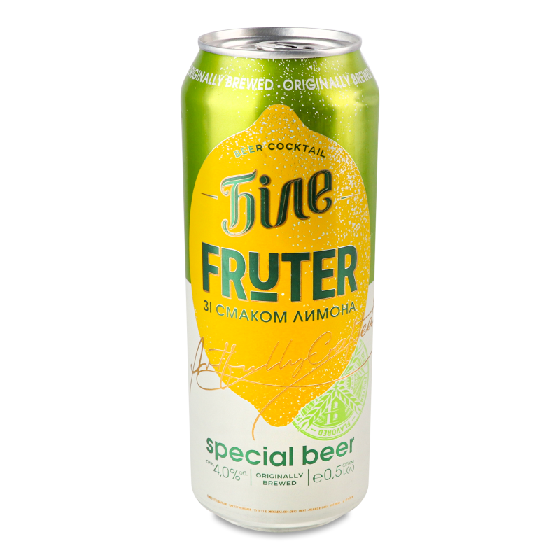 Пиво спецiальне Біле Фрутер з смаком лимону 4% 0,5л ж/б Чернігівське