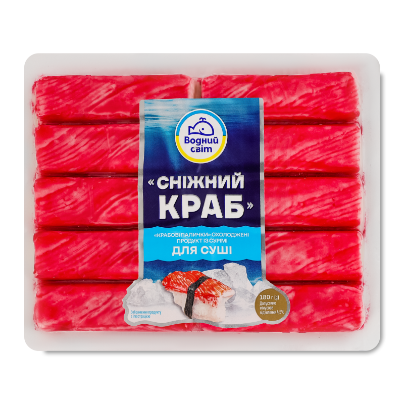 Палички крабові д/суші Сніжний краб охолоджені 180г Водний світ