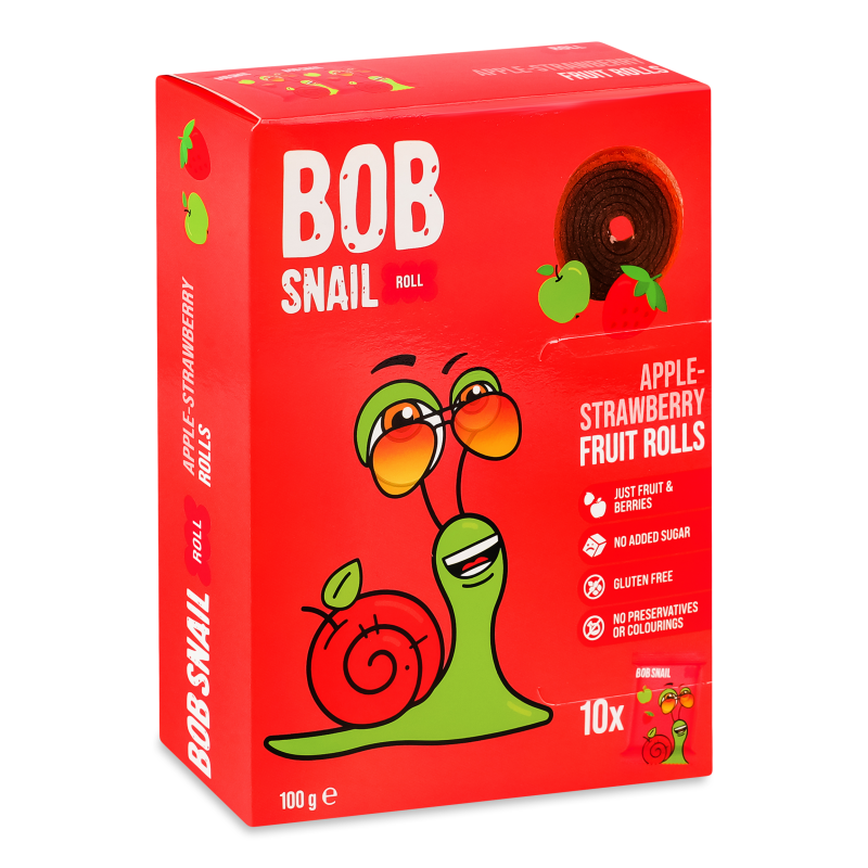 Цукерки яблучно-полуничні натуральні 100г Bob Snail