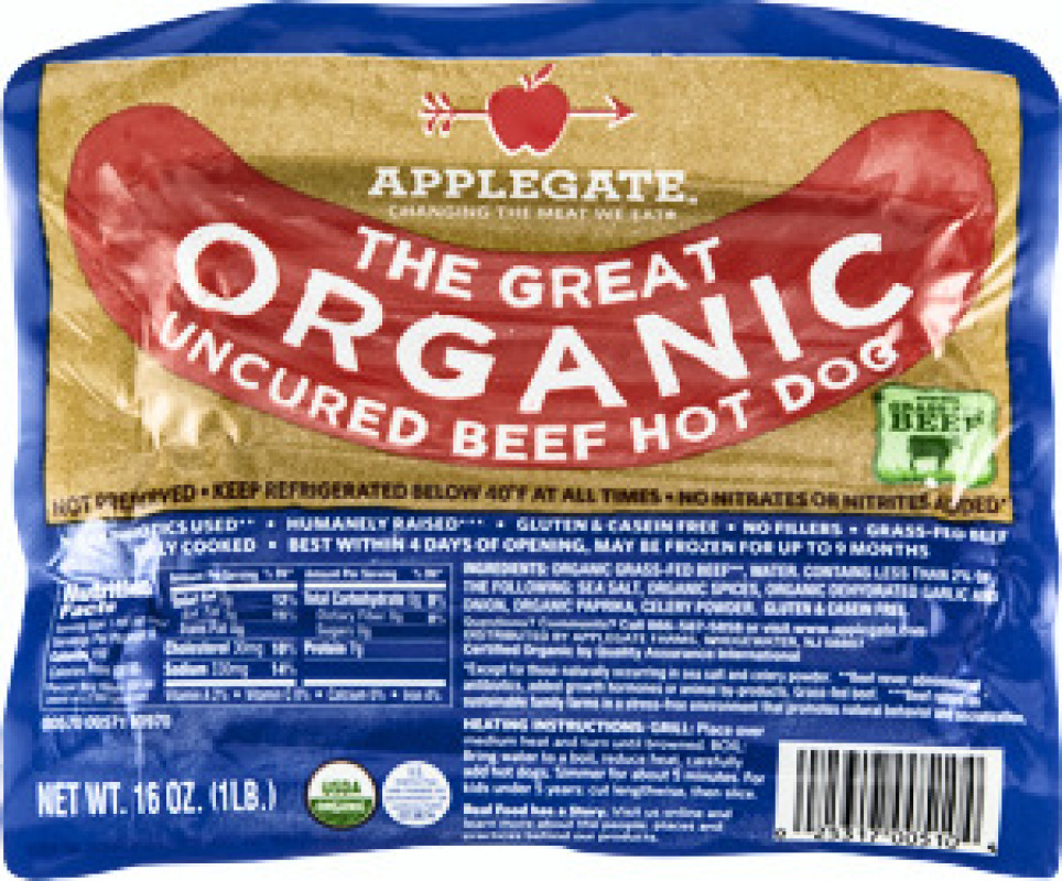 Applegate Beef Hot Dog Uncured Organic Applegate(25317005104