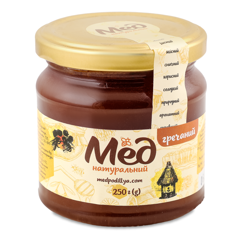 Мед гречаний натуральний 250г Мед Поділля