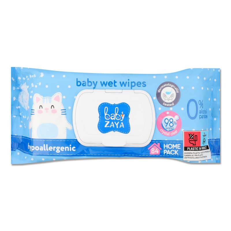 Серветки вологі гіпоалергенні 84шт з клапаном Бейбі Зая