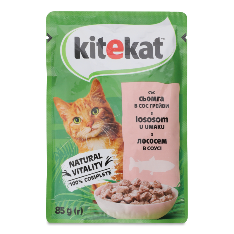 Корм д/дорослих котів з лососем в соусі 85г пауч Kitekat