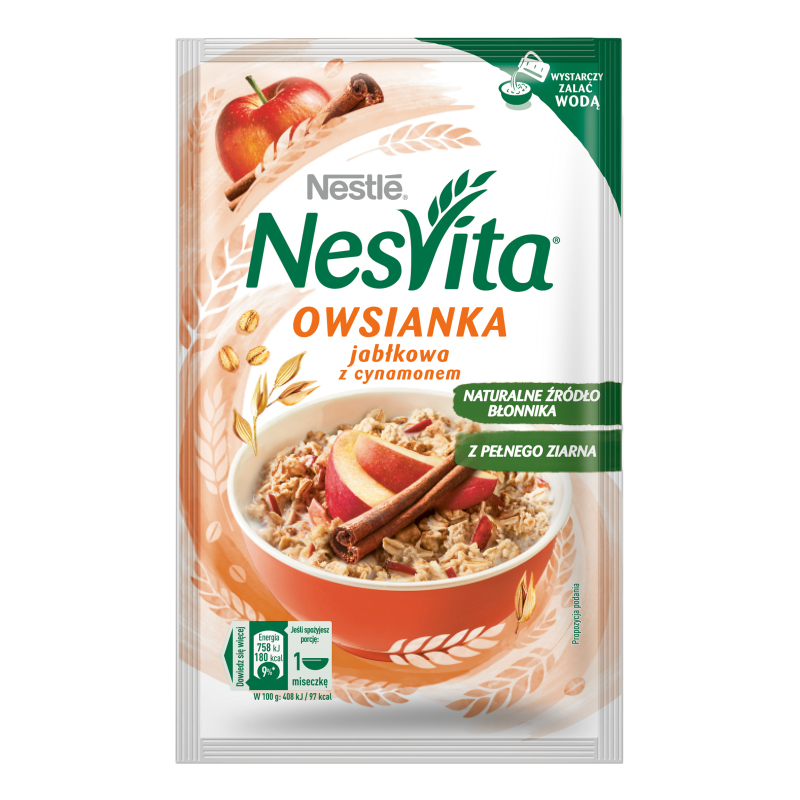 Каша вівсяна солодка з молоком та шматочками яблука Nesvita м/у