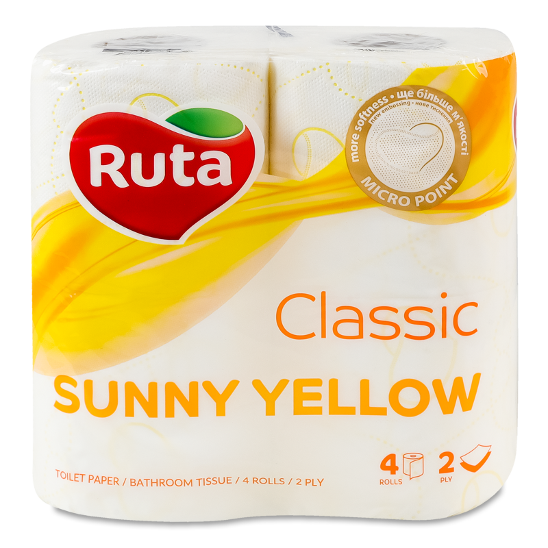 Папір туалетний Classic жовтий 2шари 4шт Ruta