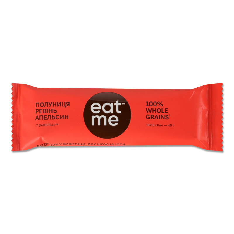 Батончик Полуниця ревінь та апельсин в вафельному папері 40г Іт мі