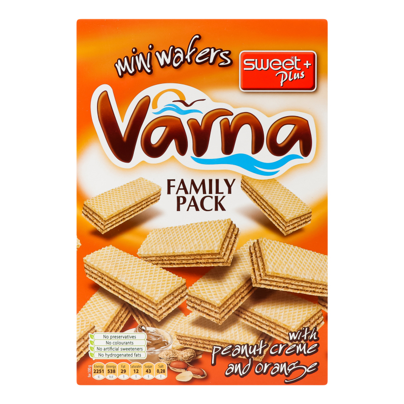 Міні-вафлі з арахісовим кремом і смаком апельсина Family Varna Sweet Plus к/у