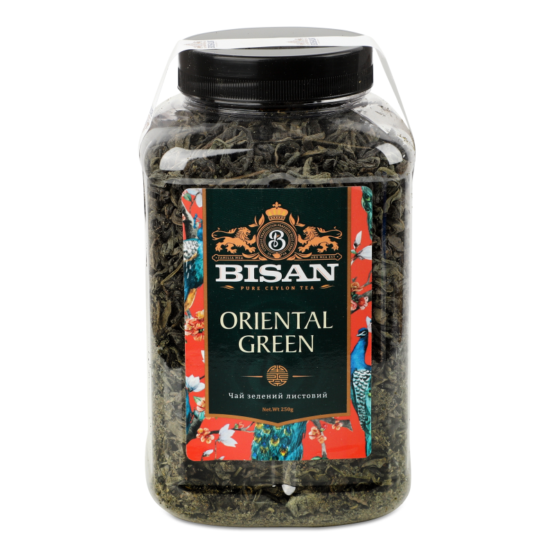 Чай Oriental Green зелений листовий 250г пл/банка Bisan