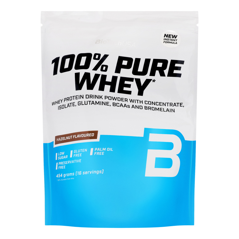 Порошок білковий для напоїв з підсолоджувачами Лісовий горіх 100% Pure whey BioTechUSA