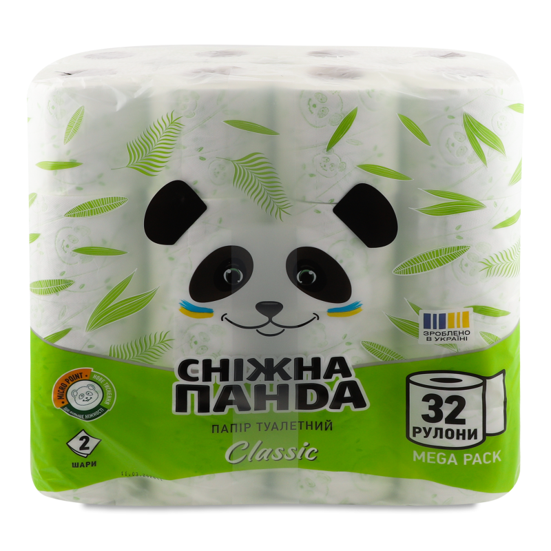 Папір туалетний Classic 2шари 32шт Сніжна панда