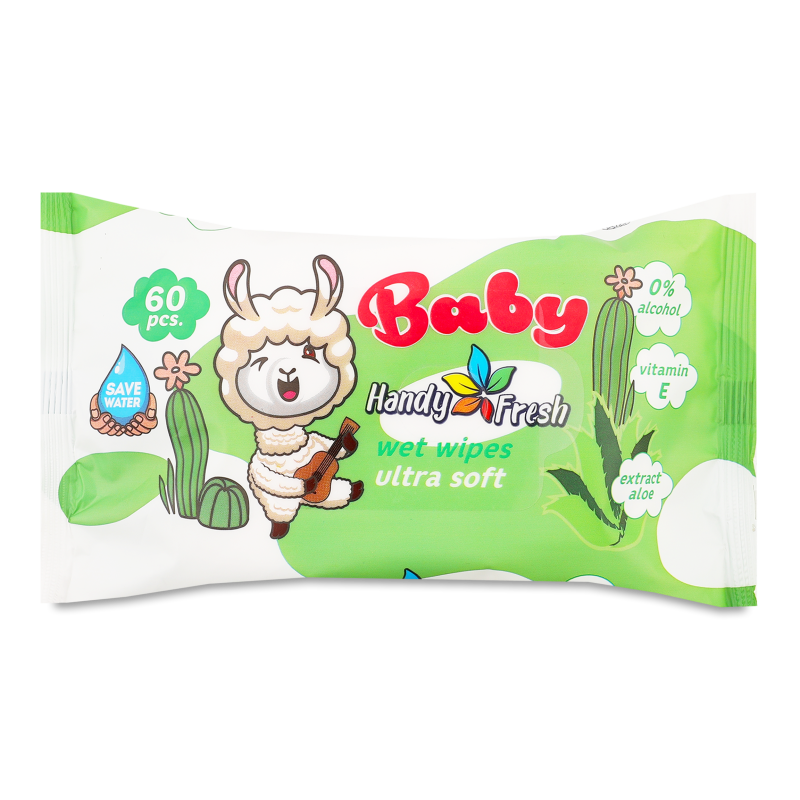 Серветки вологі дитячі з екстакторм алое 60шт Handy Fresh