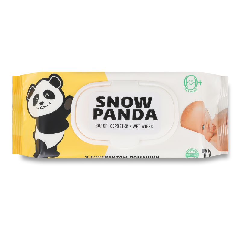 Серветки вологі д/немовлят з екстрактом Ромашка 72шт з клапаном Snow Panda