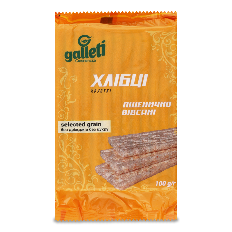 Хлібці хрусткі Луганці пшенично-вівсяні 100г Галлеті