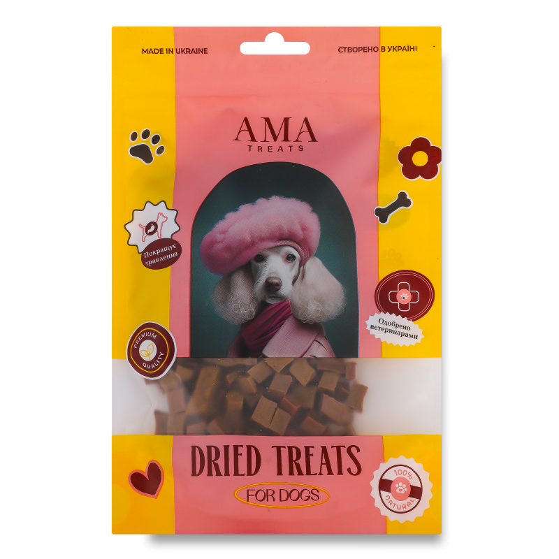 Ласощі д/собак Кубики м”ясні з яловичини 100г AMA Трітс