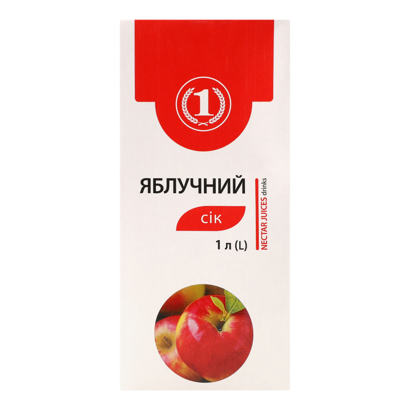 Сік відновлений освітлений пастеризований яблучний ТМ "1" т/п