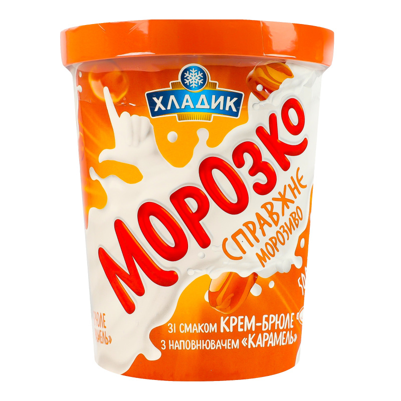 Мороженое 12% с наполнителем карамель Крем-брюле Морозко Хладик