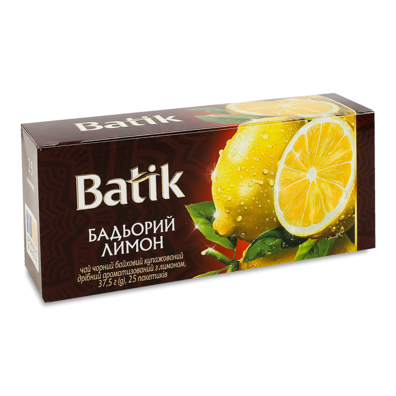 Чай Бадьорий Лимон чорний 25*1,5г Batik