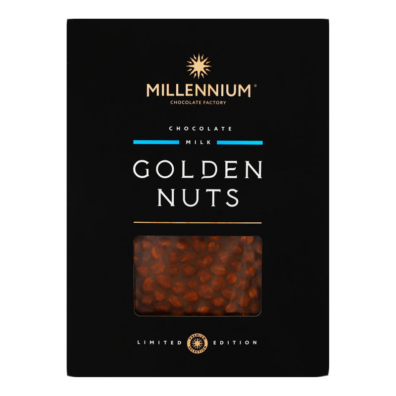 Шоколад молочный с цельным фундуком Golden Nuts Millennium к/у 1.1кг