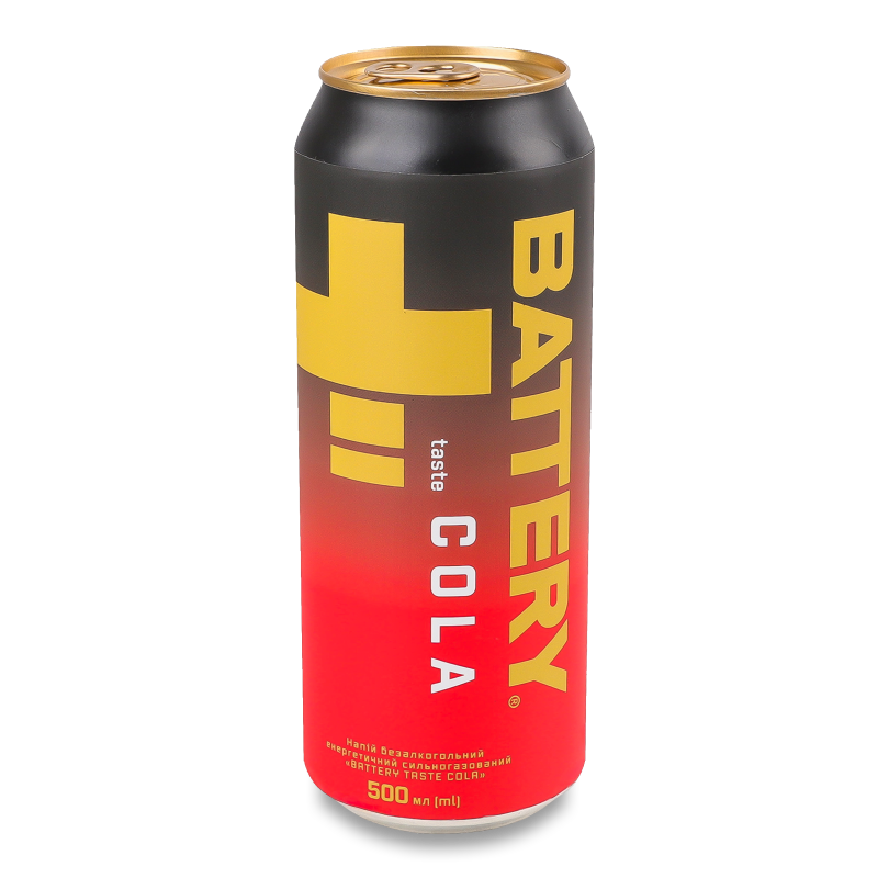Напій енергетичний безалкогольний Cola сильногазований 0,5л ж/б Battery