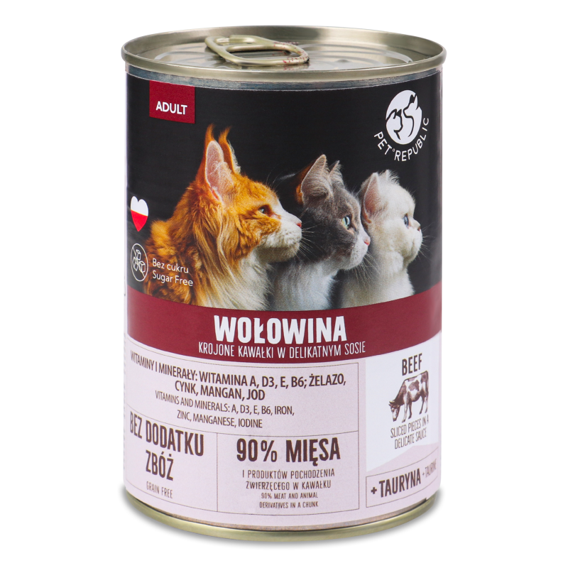 Корм д/котів Шматочки яловичини в соусі 400г ж/б Pet Republic