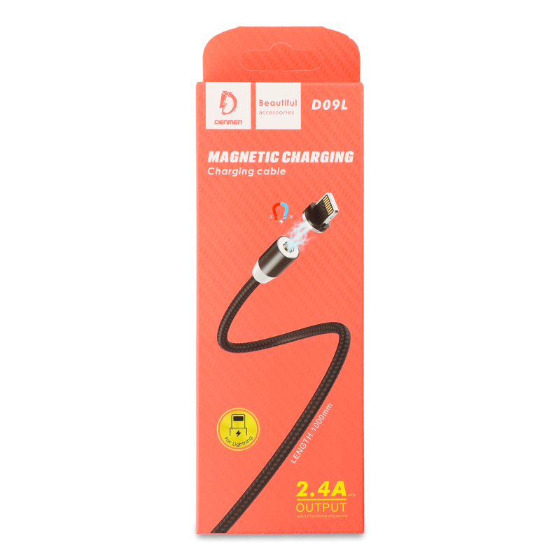 Кабель магнітний Lightning-USB чорний Denmen