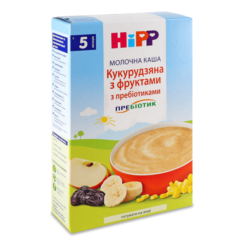 Каша молочна Пребіотик кукурудзяна з фруктами з пребіотиками з 5міс 250г Хіпп