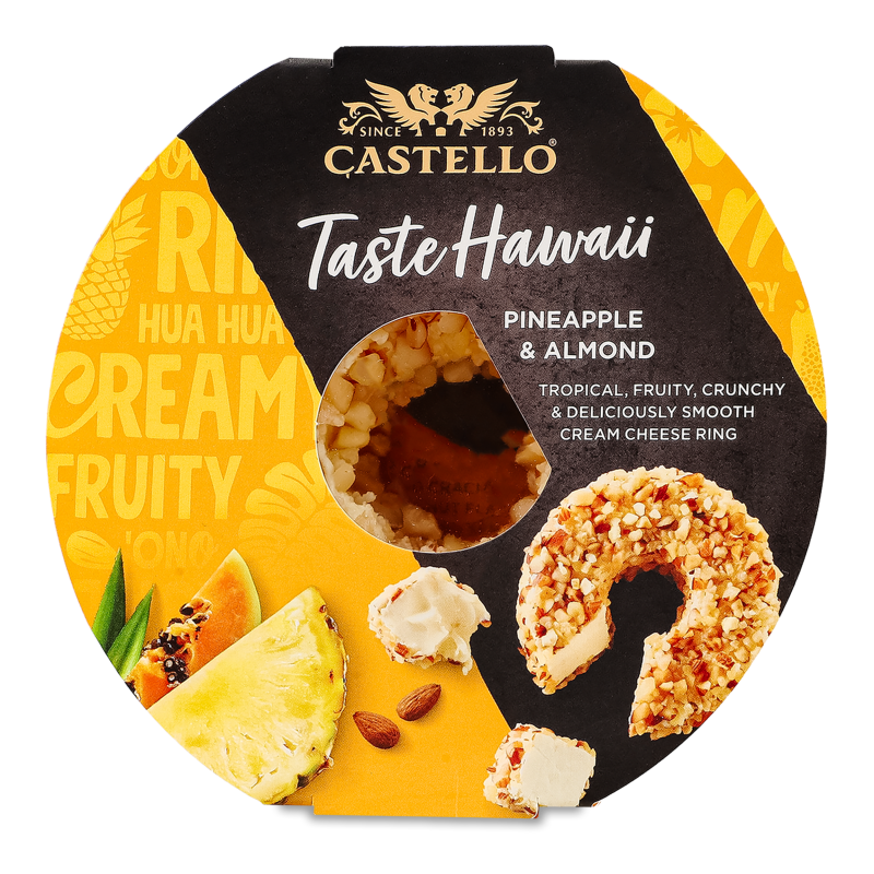 Крем-сир Taste Hawaii Pineapple&Almond 65% 125г лоток Castello