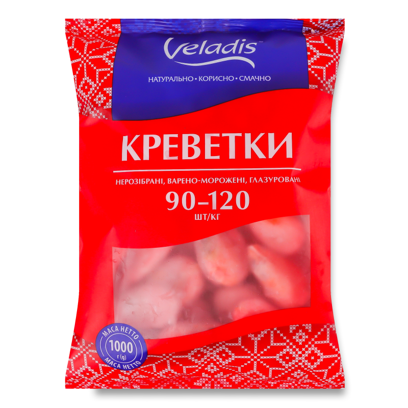 Креветки в/м 90-120 нерозібрані 1кг Veladis