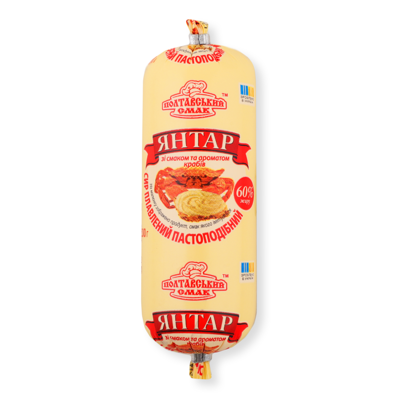 Сир плавлений Янтар з смаком та ароматом крабів 60% 200г туба Полтавський смак