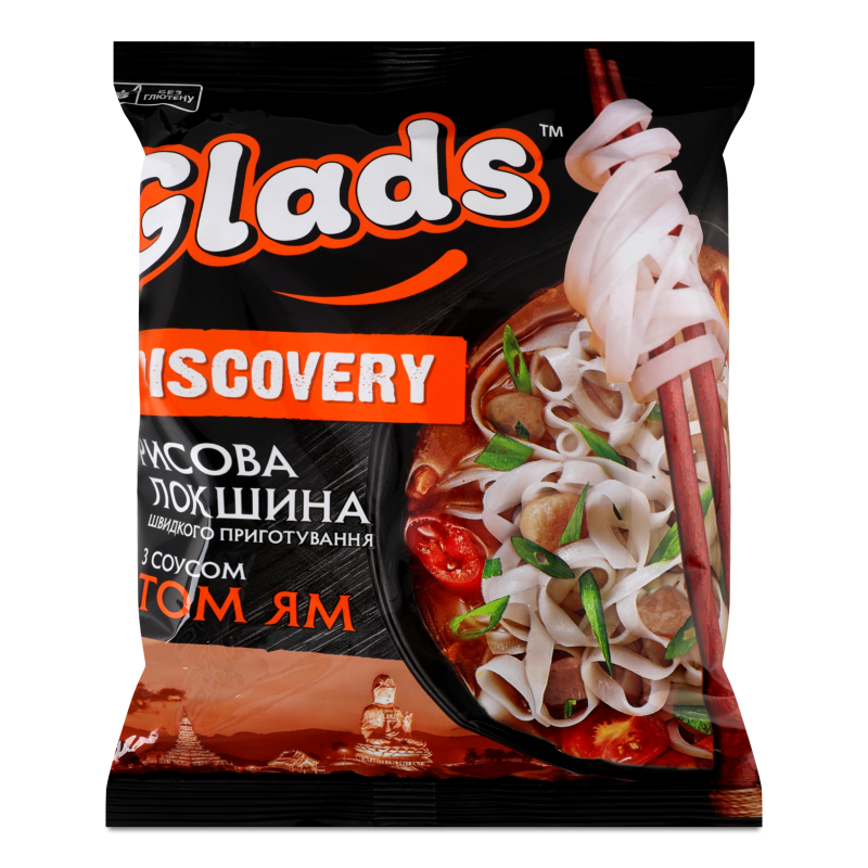 Локшина рисова швидкого приготування з соусом Том Ям 65г Гладс