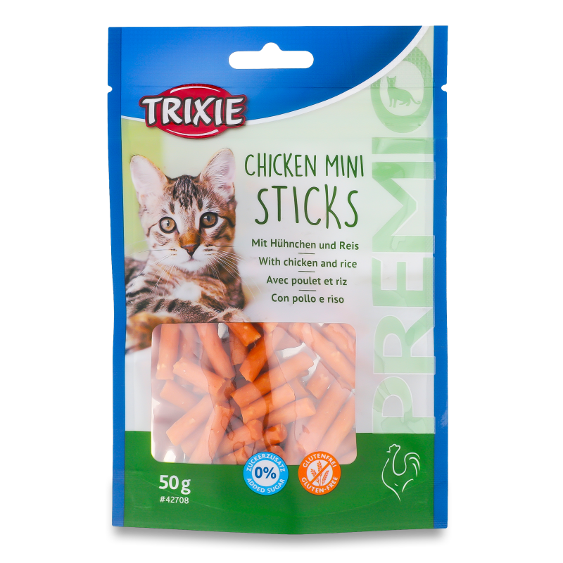 Ласощі д/котів Преміо Міні стікс з куркою та рисом 50г Тріксі