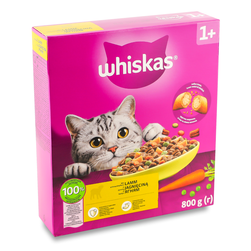 Корм д/дорослих котів з ягням сухий 800г Whiskas