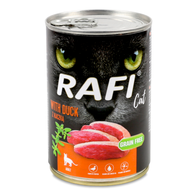 Корм д/котів з качкою 400г ж/б Рафі