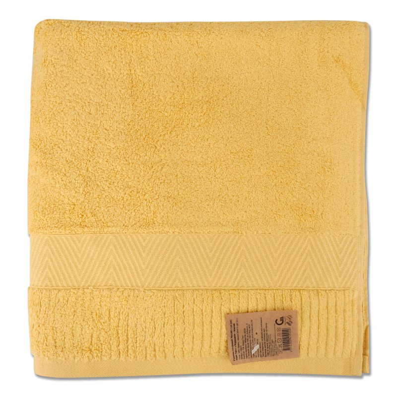 Рушник жовтий махровий зеро твіст з бордюром 70*140см 600г/м2 ГМ Текстайл