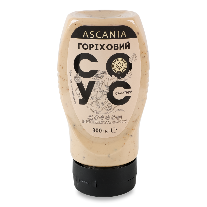 Соус салатний Горіховий 300г пет перевернутий Ascania