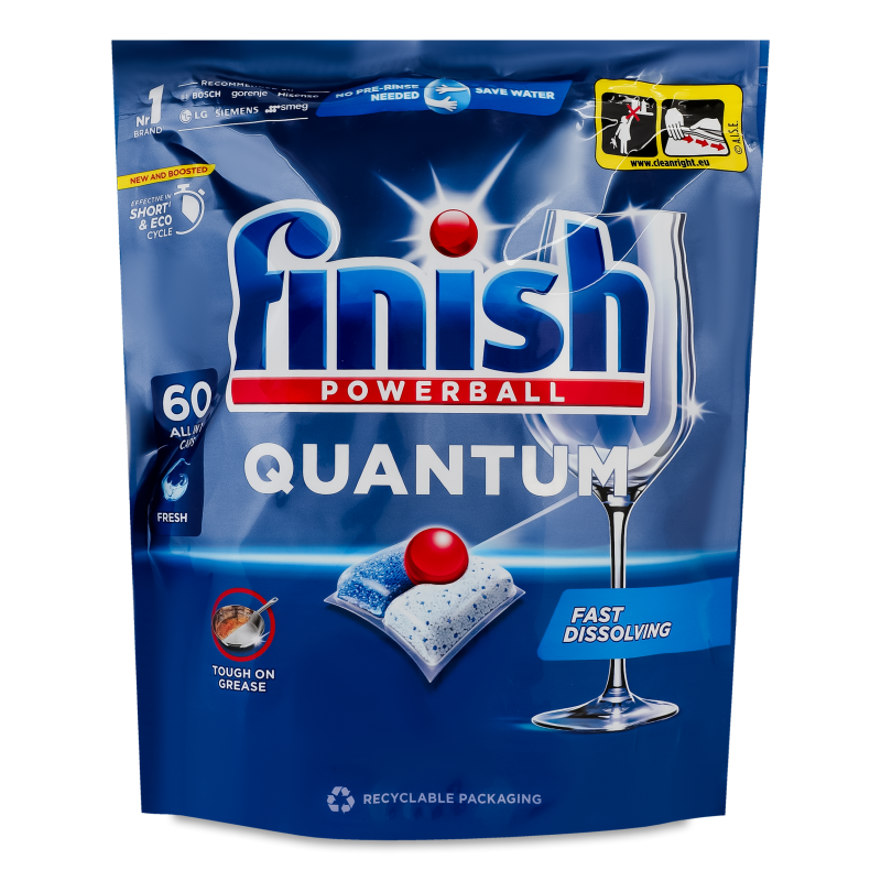 Таблетки д/посудомийних машин Квантум Ультимат 60шт зіп/пакет Фініш