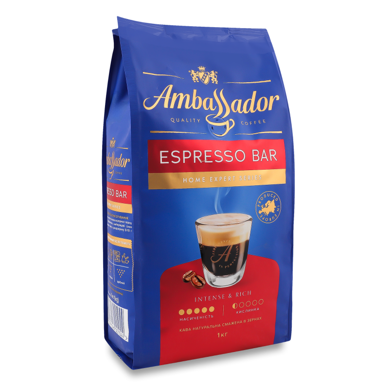 Кава Espresso в зернах смажена 1000г м/у Ambassador