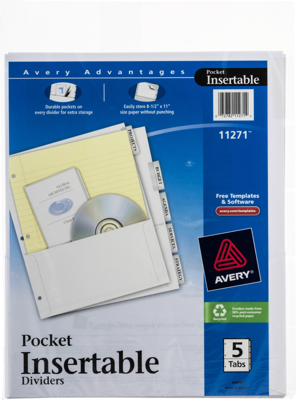 Avery Pocket Insertable Dividers 5 Tab Avery(72782112714) customers