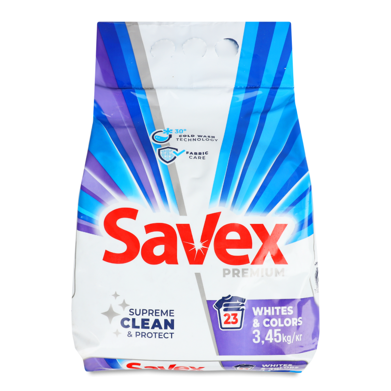 Засіб миючий порошкоподібний Premium White&Color автомат 3,45кг Savex