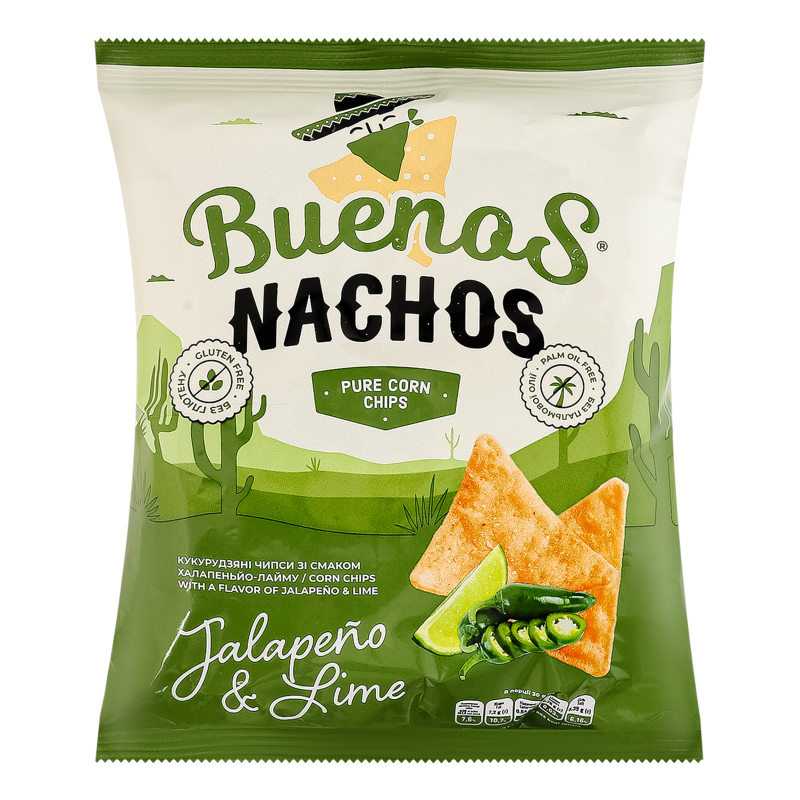 Чипси кукурудзяні зі смаком халапеньйо-лайму Nachos Buenos м/у