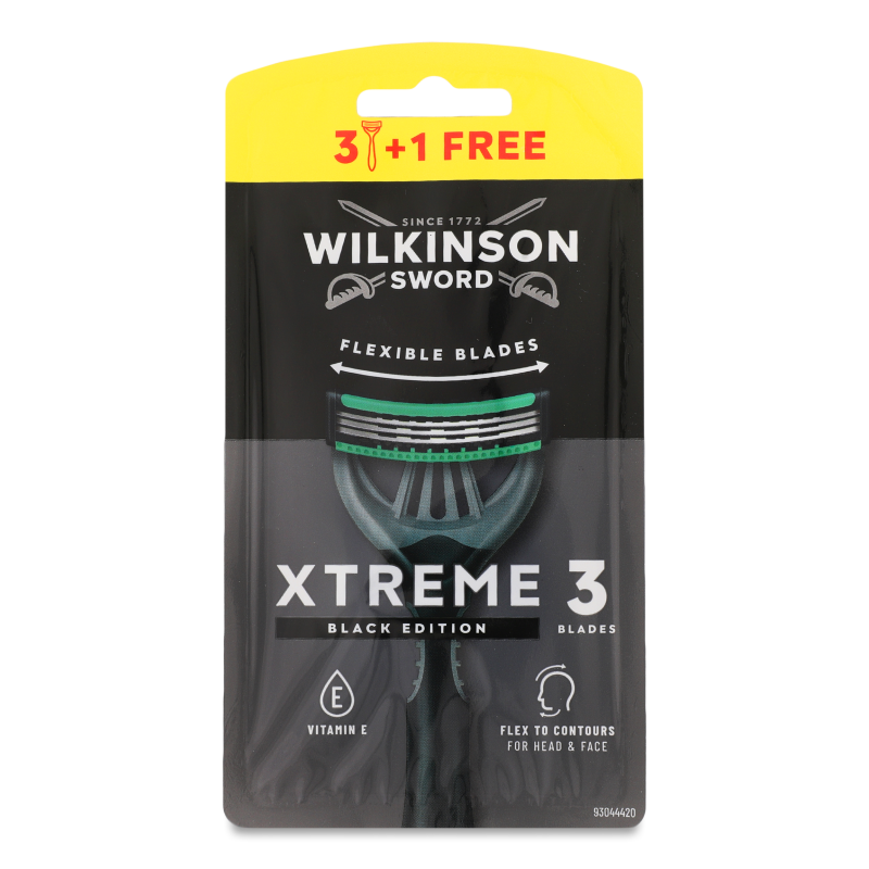 Станок д/гоління одноразовий Екстрім-3 Блек Ідішн 4шт Вілкінсон Сворд