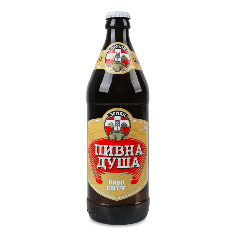 Пиво Пивна душа світле 4,2% 0,5л скло Zeman
