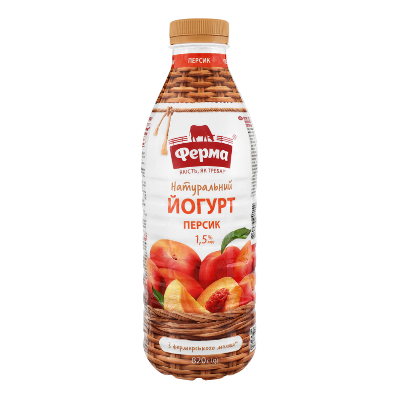Йогурт 1.5% питний з фруктовим наповнювачем Персик Ферма п/пл