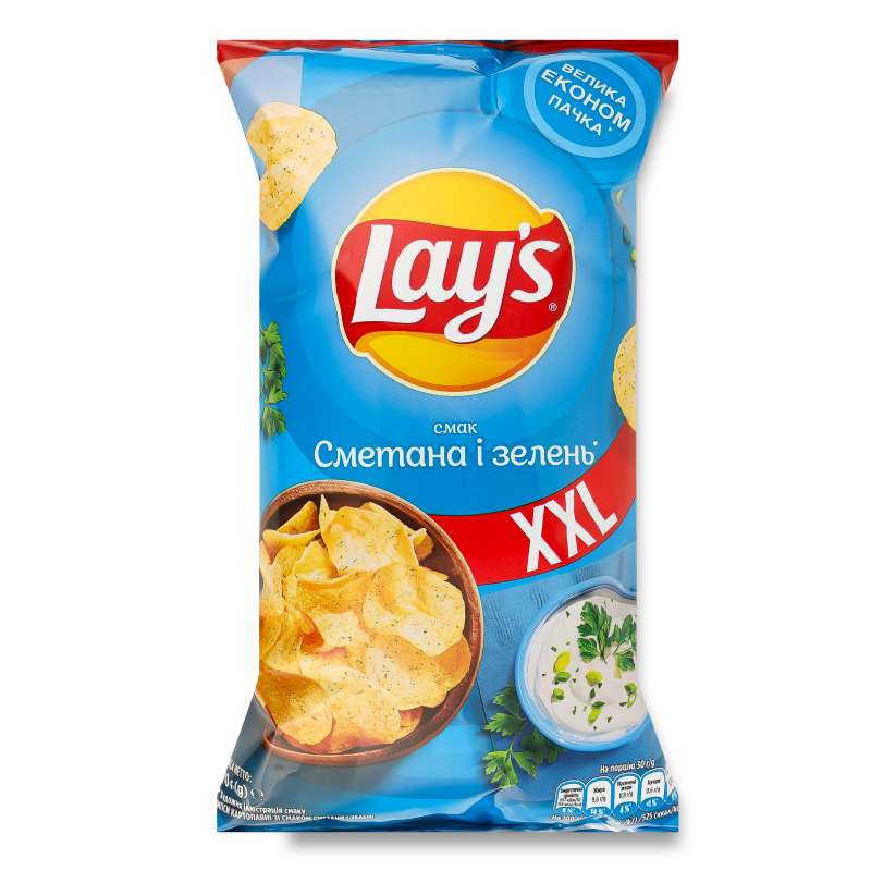 Чипси з смаком сметани та зелені 170г Lay’s