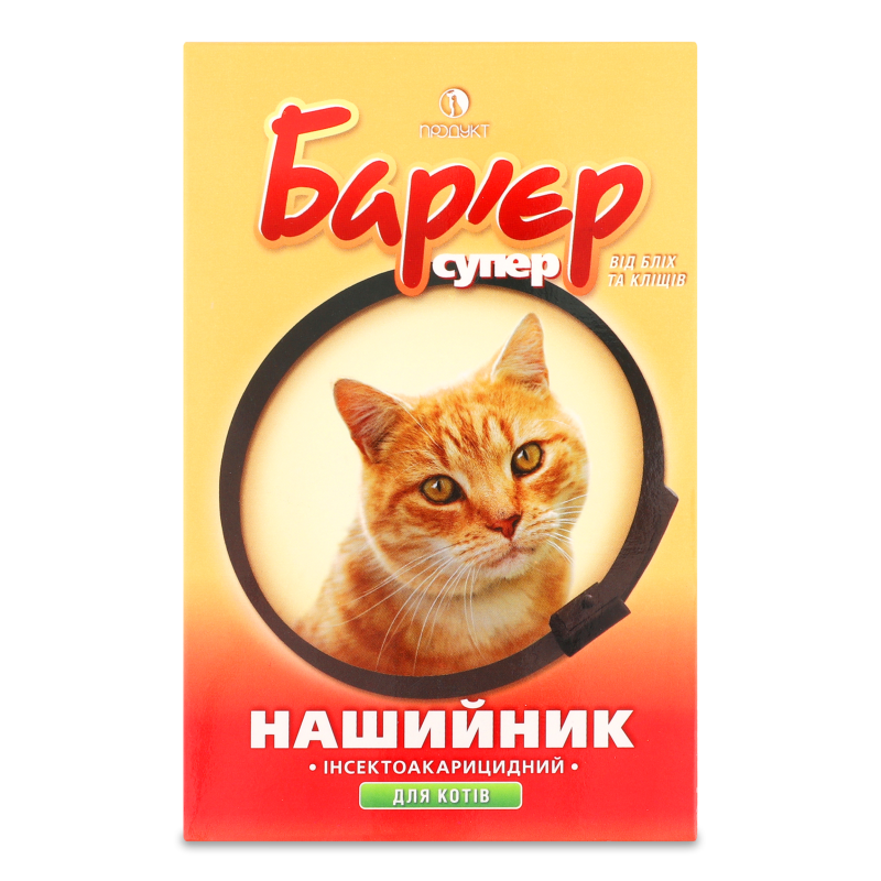 Нашийник д/котів інсектоакарицидний Бар”єр супер чорний 32,5см Продукт