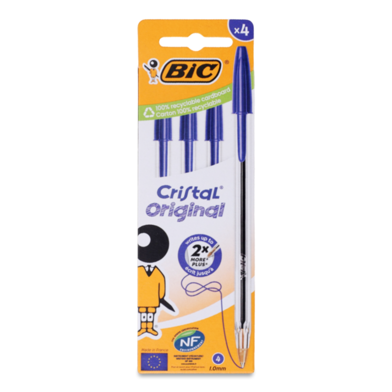 Ручка кулькова Cristal Original синя 4шт BiC
